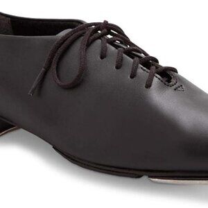 Women's Tap Shoes PU Leather Rubber Sole Lace-Up Oxford Toe Taps Black